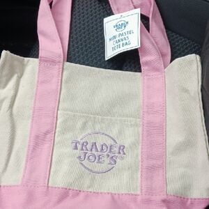 Trader Joe's Pink and Cream Tote Bag